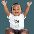 Baby's First Ramadan White Cotton Bodysuit, Islamic Holiday Celebration Romper with Lantern Design