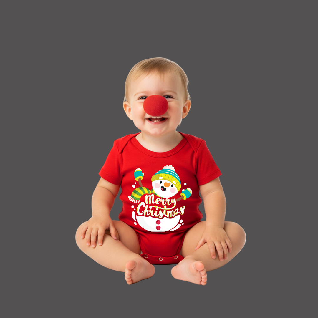 Snowman Merry Christmas Baby Romper | UNISEX BABY ROMPER | Snowman Romper