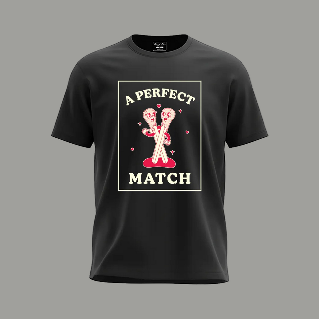 A Perfect Match Couple T-Shirt - Valentines Day Gift for Boyfriend and Girlfriend - Matching Romantic Couple T-Shirts - Cute Vintage Style Graphic Tees