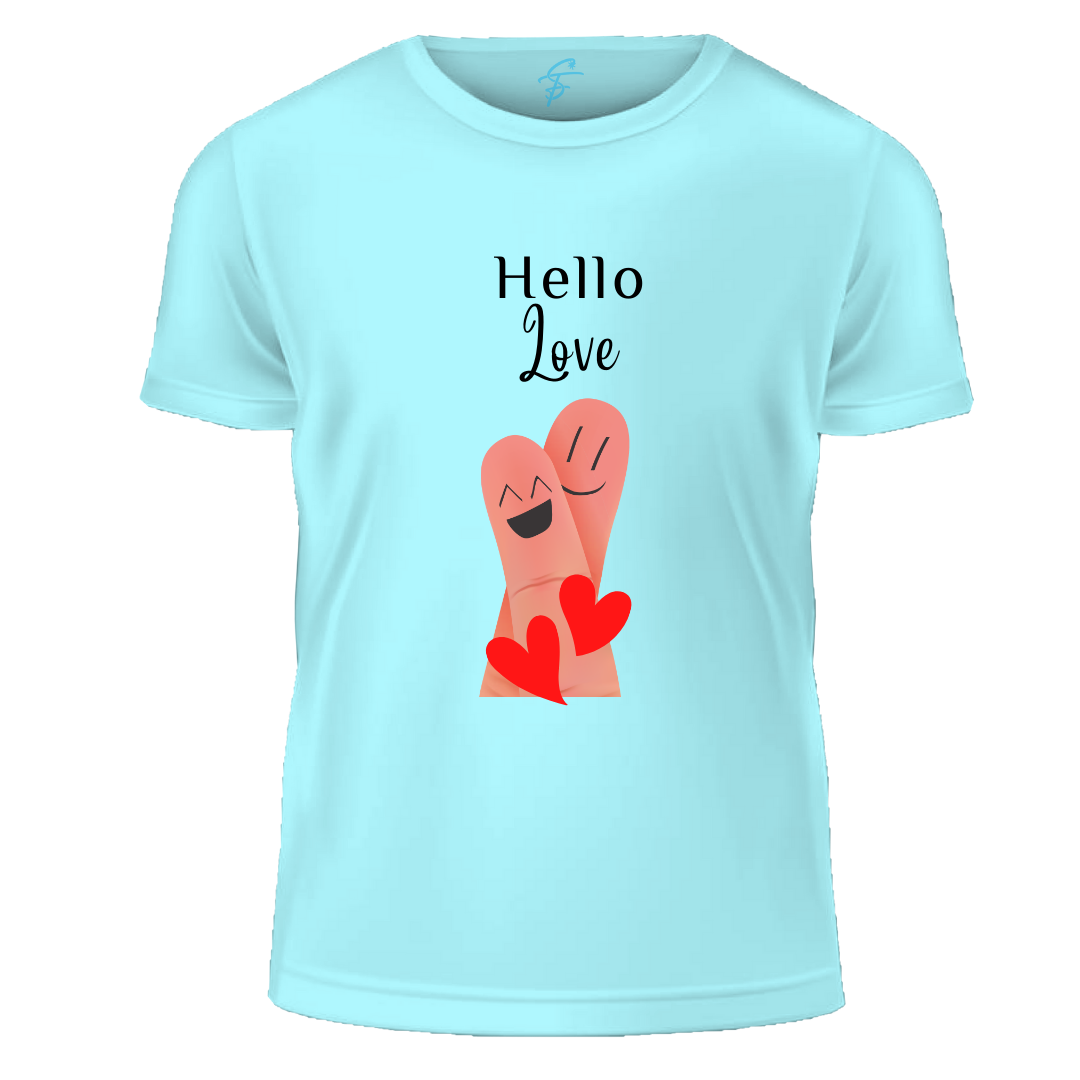 Matching Couples T-Shirts, Hello Love Design, Short Sleeve, Set of 2 PCS - Couple Tshirts for Couples